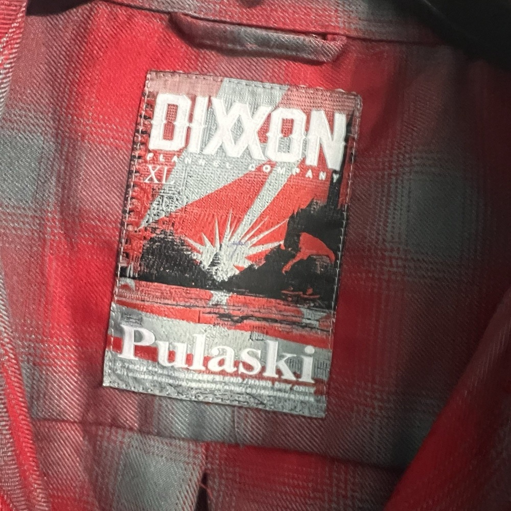 Dixxon men's XL "Pulaski" Plaid Flannel Button-Up Red Gray Long Sleeve Casual - Picture 3 of 7